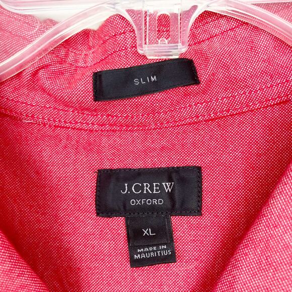 J. Crew Red Oxford Slim Fit Long Sleeve Button Down Sz XL - Picture 2 of 5